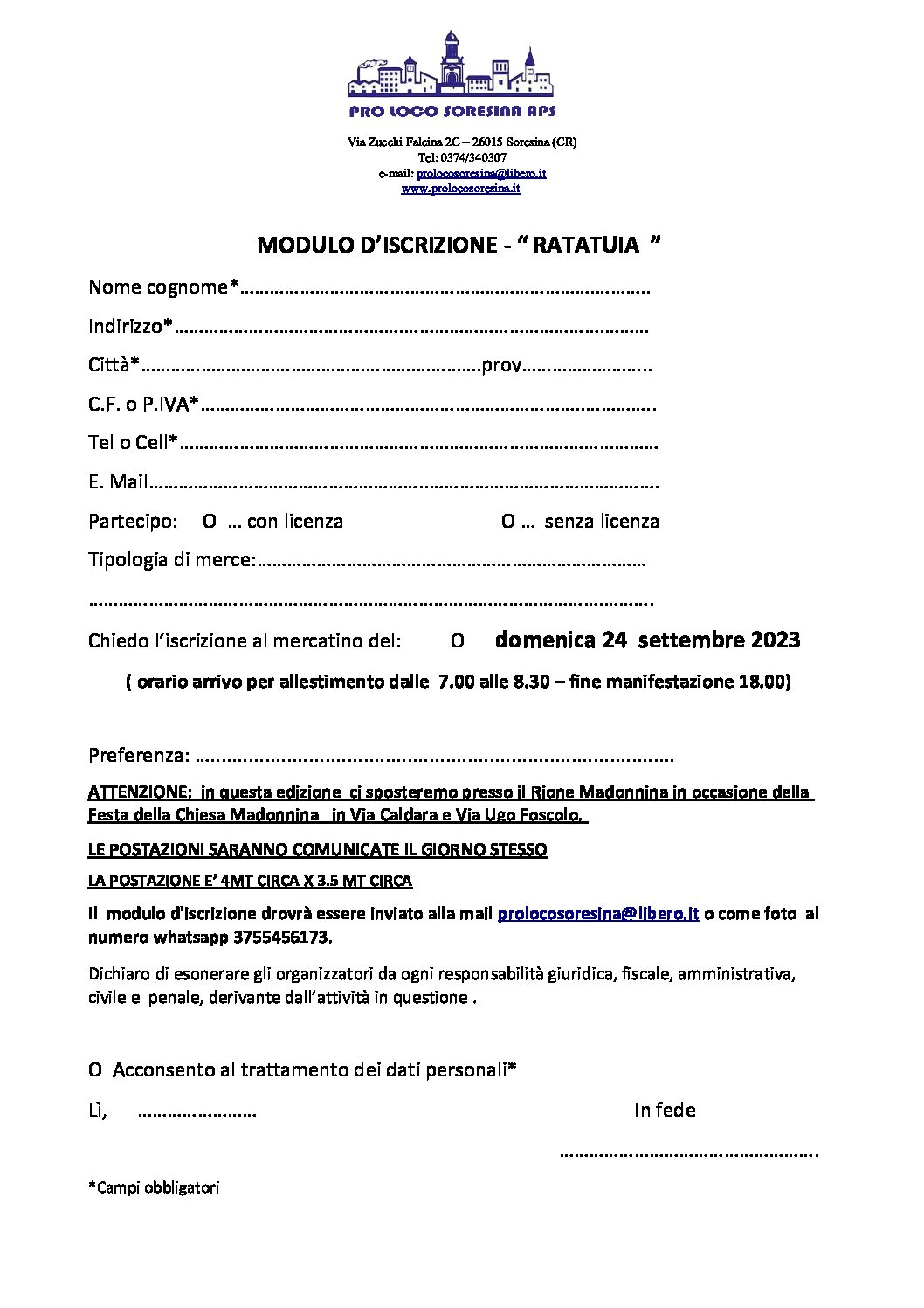 PRO LOCO SORESINA APS