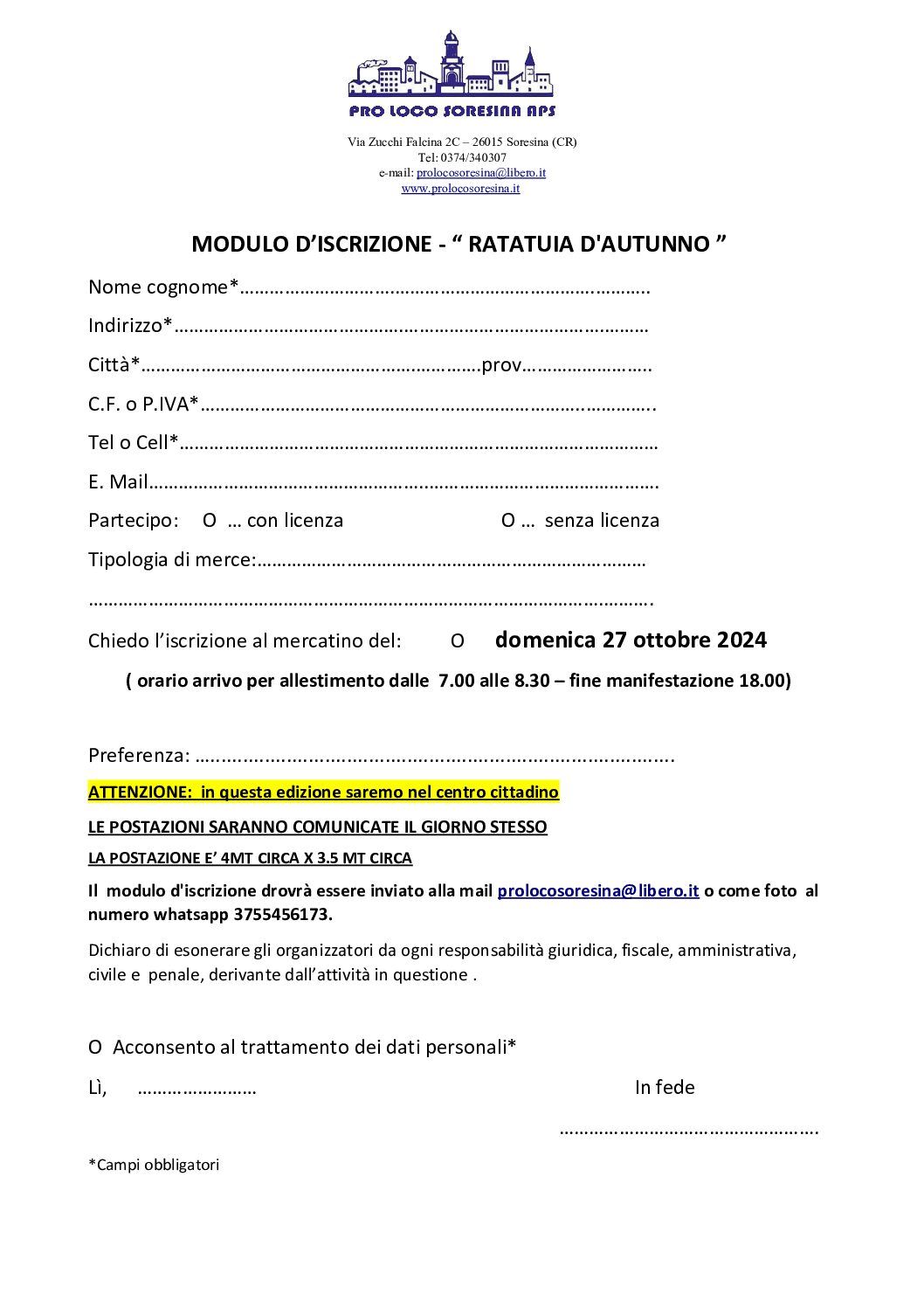 PRO LOCO SORESINA APS